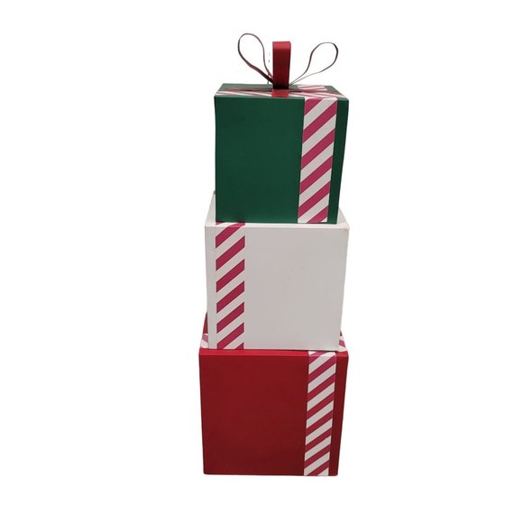 Rae Dunn 3 Tier metal Present Set Christmas decor peace love joy easy to store - Picture 5 of 13